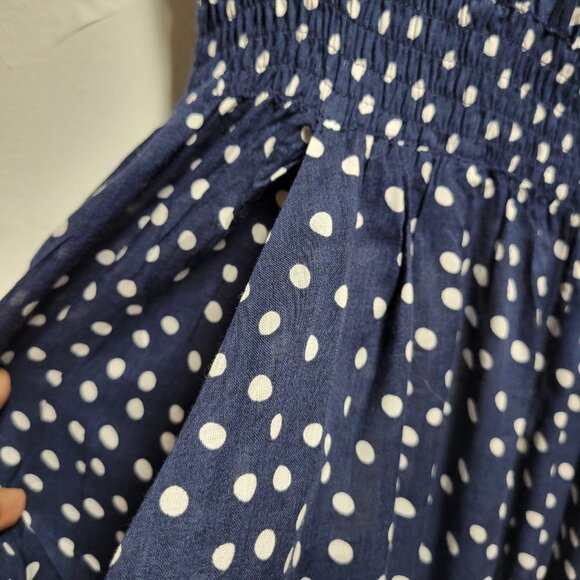 NEW Blue and White Polka Dot Rayon Romper Dress  Size L  Size XL - nwot - Picture 7 of 16